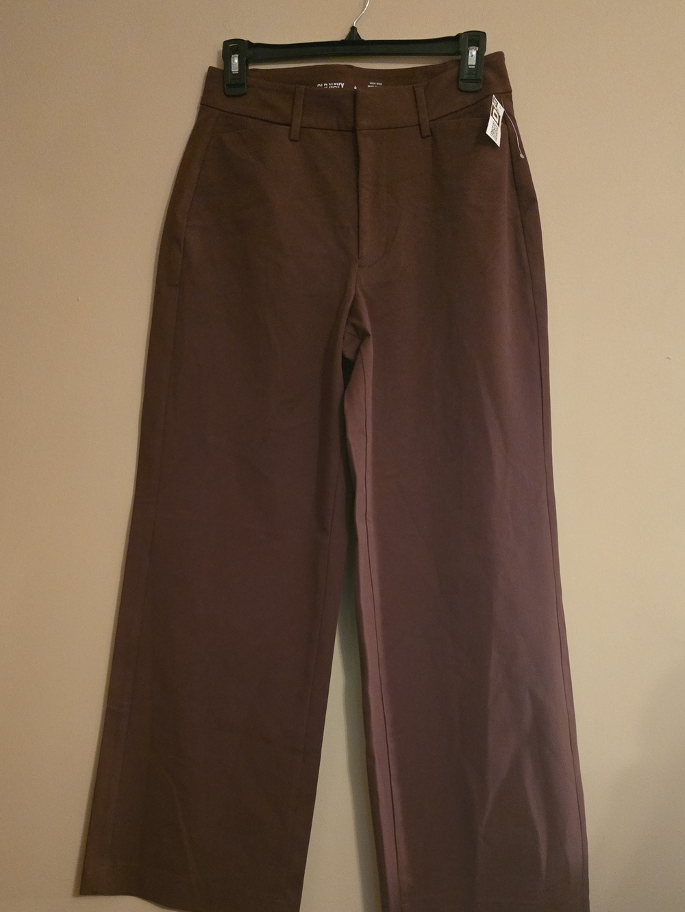 New Old Navy Women's High Rise Pixie Super Wide Leg Brown Chino Trouser Pants